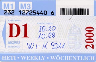 ハンガリーのＭ１・Ｍ３共通高速利用券